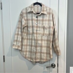 Plaid Button Down Shirt - Cream and Tan